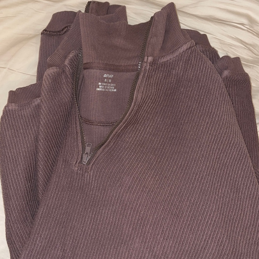 Aerie brown quarter zip